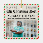 Custom Christmas Gift for Nurse, Nurse Newspaper Keramikornament (Rückseite)