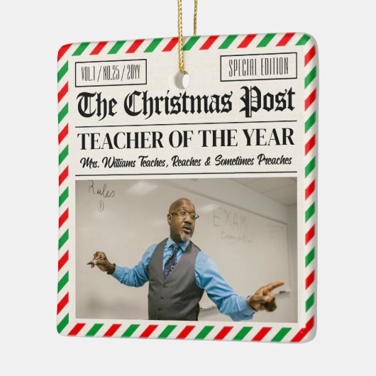 Custom Christmas Gift for Teacher Newspaper Keramikornament (Links)