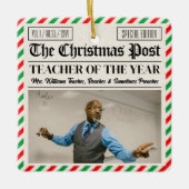 Custom Christmas Gift for Teacher Newspaper Keramikornament (Vorderseite)