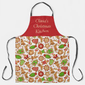 Custom Christmas Ginger Brot Red Green Schürze (Vorderseite)