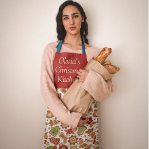 Custom Christmas Ginger Brot Red Green Schürze