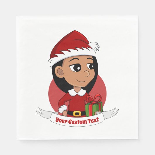 Custom Christmas girl Paper Napkin Serviette (Vorderseite)