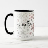 Custom Christmas Glitter Snowflake Mug for Women Tasse (Links)