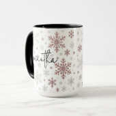 Custom Christmas Glitter Snowflake Mug for Women Tasse (Vorderseite Links)