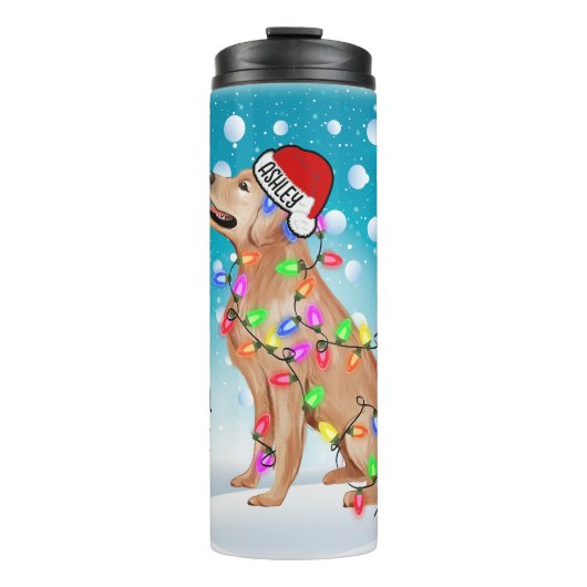 Custom Christmas Golden Retriever Head Weihnachtsm Thermosbecher (Vorderseite)