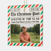 Custom Christmas Golfer Gift, Fun Golf Newspaper  Keramikornament (Links)