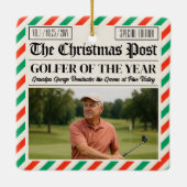 Custom Christmas Golfer Gift, Fun Golf Newspaper  Keramikornament (Rückseite)