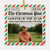 Custom Christmas Golfer Gift, Fun Golf Newspaper  Keramikornament (Vorderseite)