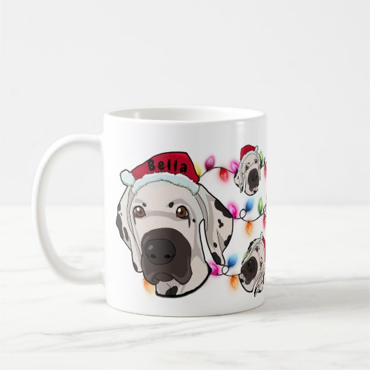 Custom Christmas Great Dane Head Weihnachtsmannmüt Kaffeetasse (Links)
