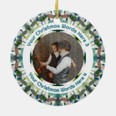 Custom Christmas Green Brown Family Photo Gift Keramik Ornament (Hinten)
