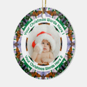 Custom Christmas Green Brown Family Photo Gift Keramik Ornament (Links)