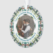 Custom Christmas Green Brown Family Photo Gift Ornament (Vorderseite)