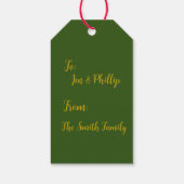 Custom Christmas Green, Gold, Red Festivals Tag Geschenkanhänger (Rückseite)