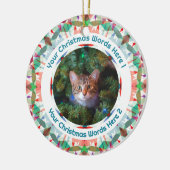 Custom Christmas Green Pink Family Photo Gift Keramik Ornament (Links)