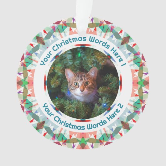 Custom Christmas Green Pink Family Photo Gift Ornament (Vorderseite)