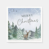 Custom Christmas Green Watercolor Pine Forest Serviette (Vorderseite)