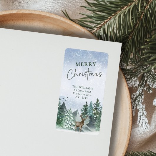 Custom Christmas Green Watercolor Rücksendeadresse Adressaufkleber