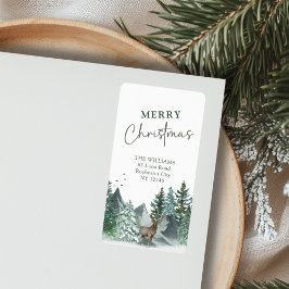 Custom Christmas Green Watercolor Rücksendeadresse Adressaufkleber