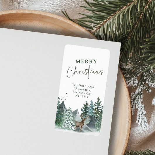 Custom Christmas Green Watercolor Rücksendeadresse Adressaufkleber