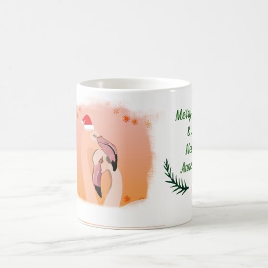 Custom Christmas & Happy New Year Flamingo Kaffeetasse (Mittel)
