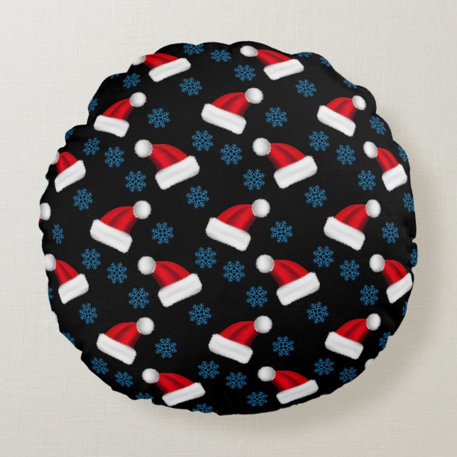 Custom Christmas Hat | Personalisierter Urlaub San Rundes Kissen (Vorderseite)