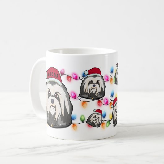 Custom Christmas Havanese Head Santa Hat Dog Kaffeetasse (Vorderseite Links)