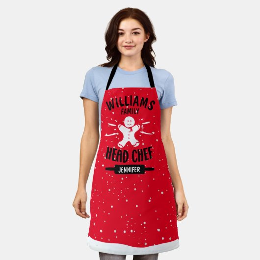 Custom Christmas Head Koch, Matching Family Schürz Schürze (Getragen)