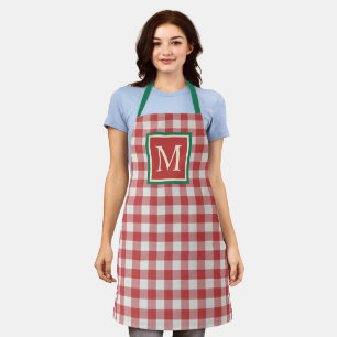 Custom Christmas Holiday Red Green Ivorham Gingham Schürze