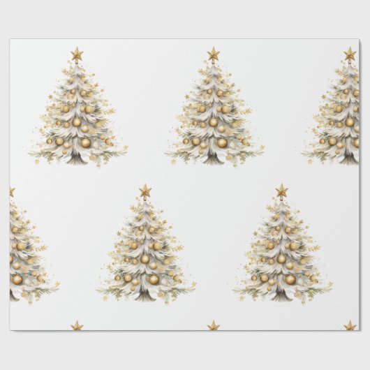 Custom Christmas Holiday White Tree Geschenk Geschenkpapier (Flach)