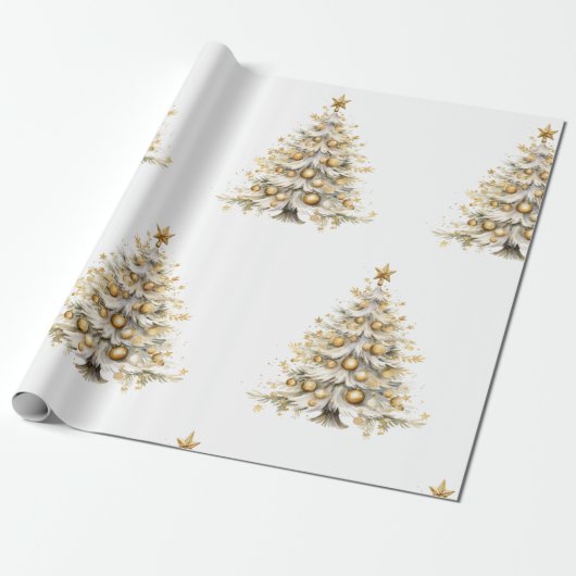 Custom Christmas Holiday White Tree Geschenk Geschenkpapier (Ungerollt)