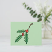 Custom Christmas Holly Postcards Postkarte (Stehend Vorderseite)