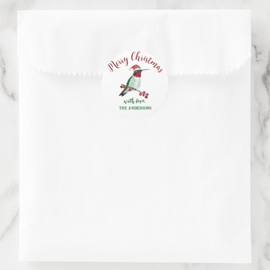 Custom Christmas Hummingbird Runder Aufkleber (Tasche)
