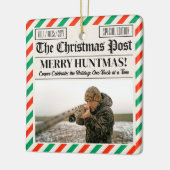 Custom Christmas Hunter Gift Newspaper Outdoorsman Keramikornament (Links)