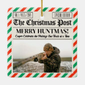 Custom Christmas Hunter Gift Newspaper Outdoorsman Keramikornament (Rückseite)