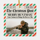 Custom Christmas Hunter Gift Newspaper Outdoorsman Keramikornament (Vorderseite)