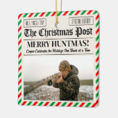 Custom Christmas Hunter Gift Newspaper Outdoorsman Keramikornament (Links)