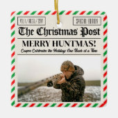 Custom Christmas Hunter Gift Newspaper Outdoorsman Keramikornament (Vorderseite)