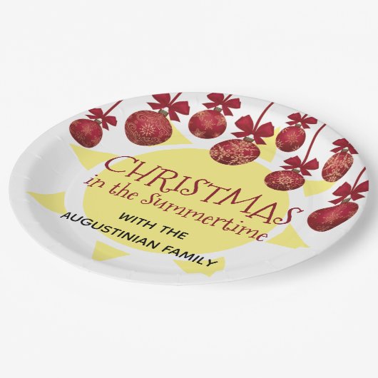 Custom CHRISTMAS IN THE SUMMERTIME Pappteller (Schrägansicht)