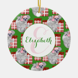 Custom Christmas Koalas Green Keramik Ornament