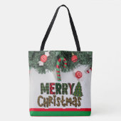 Custom Christmas Kranz, Candy Cane Weihnachtsbaum Tasche (Vorderseite)