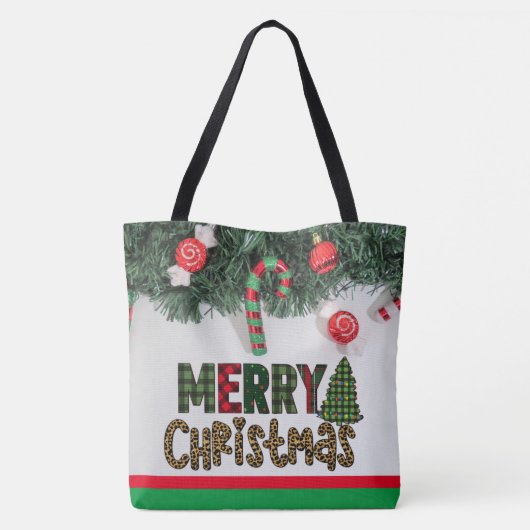 Custom Christmas Kranz, Candy Cane Weihnachtsbaum Tasche (Rückseite)