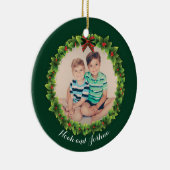 Custom Christmas Kranz Foto Niedlich Personalisier Keramik Ornament (Rechts)