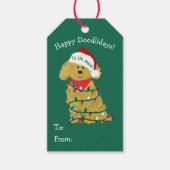 Custom Christmas Lights Goldendoodle Geschenkanhänger (Vorderseite)