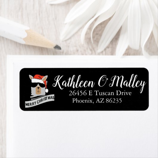 Custom Christmas Llama Personalisierte Rücksendead (Insitu)