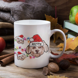 Custom Christmas Maltese Head Weihnachtsmannmütze Kaffeetasse