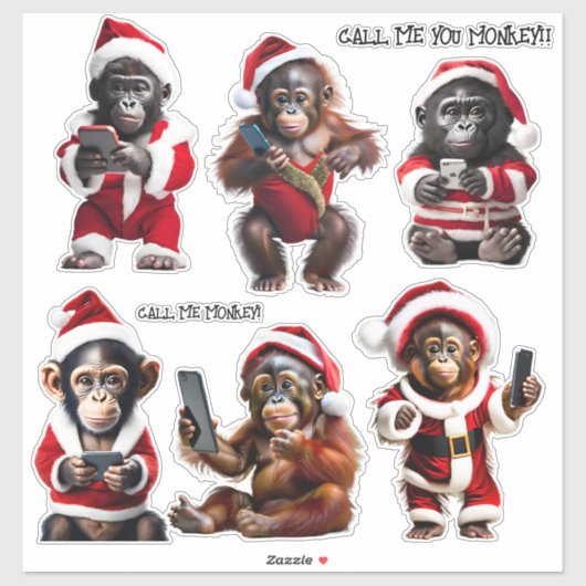 Custom Christmas Monkey Primat Ape Funny Call Aufkleber (Blatt)