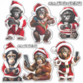 Custom Christmas Monkey Primat Ape Funny Call Aufkleber (Vorderseite)