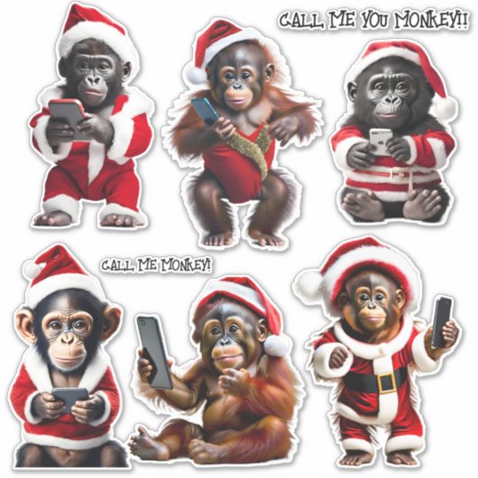 Custom Christmas Monkey Primat Ape Funny Call Aufkleber (Vorderseite)