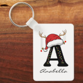 Custom Christmas Monogram Keychain for Coworkers Schlüsselanhänger (Vorderseite)
