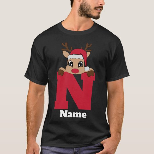 Custom Christmas Monogram with name Funny Pajama T-Shirt (Vorderseite)